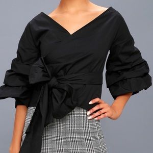 Laila Black Wrap Top